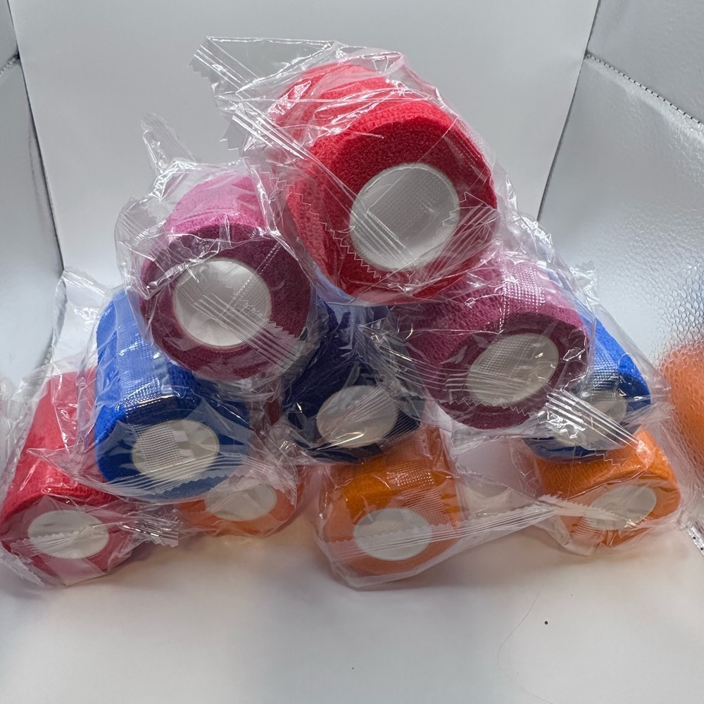 10 Rolls Self Adhesive Bandage Wrap 3 In Cohesive Vet Tape Elastic - Multi Color